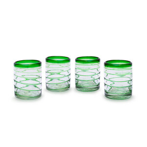 Mundgeblasene Gläser 4er Set spirale grün 450ml - Mitienda Shop