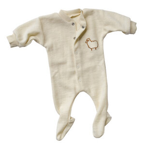 Baby / Kinder Schlafanzug mit Fuß Schurwolle kbT - Engel natur