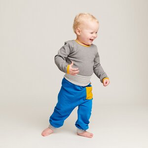 Babypumphose mit Tasche "Sweat Blau" - 95% Bio-Baumwolle, 5% Elasthan - Cheeky Apple