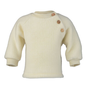 Baby Raglanpullover mit Holzknöpfen Schurwolle kbT - Engel natur