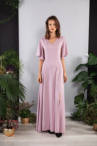 Langes Kleid, Maxikleid mit Ärmeln in Rosa Viskose - SinWeaver alternative fashion