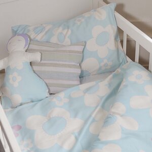 Kinderbettwäsche blume blau für Wiege und Kleinkindbett - ingegerd