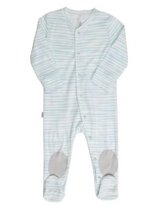 Baby Schlafanzug aus Bio-Baumwolle "Andi" weiß mit gestreiftem Muster - CORA happywear