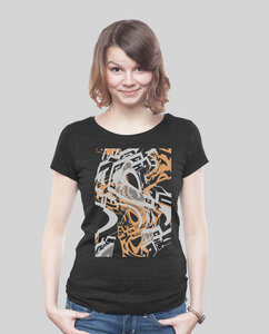 Low Cut Shirt Women Dark Heather Black Distorsion - SILBERFISCHER