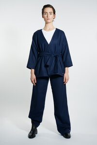 Kimono Jacke aus Wollmix - Navy - LUXAA