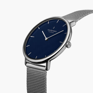 Armbanduhr Native Silber | Blaues Ziffernblatt - Mesharmband - Nordgreen Copenhagen