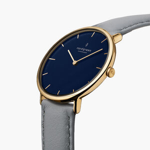 Armbanduhr Native Gold | Blaues Ziffernblatt - Veganes Leder - Nordgreen Copenhagen
