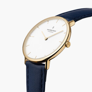 Armbanduhr Native Gold | Weißes Ziffernblatt - Veganes Leder - Nordgreen Copenhagen