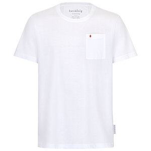 Herren T-shirt mit Stickerei und Brust-Tasche, weiß - karokönig ecotailoring