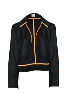 taillierte Jacke, asymetrisch geschnitten, aus 100% kbt Merinowolle "The Jacket" in schwarz & anthra - Yuna Miray