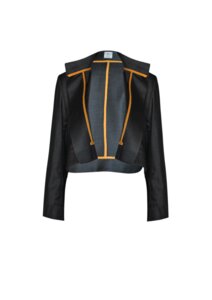 taillierte Jacke, asymetrisch geschnitten, aus 100% kbt Merinowolle "The Jacket" in schwarz & anthra - Yuna Miray