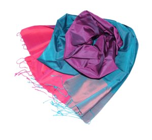 Edler Schal aus handgewebter Seide blau/violett - Schönes aus Indochina