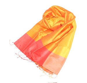 Edler Schal aus handgewebter Seide in gelb/orange - Schönes aus Indochina