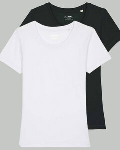 2er Pack Basic T-Shirt Damen Schwarz und Weiß, Bio-Baumwolle - YTWOO