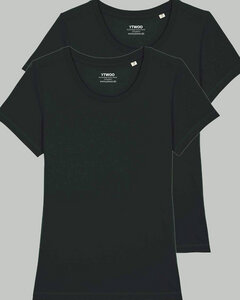 2er Pack Basic T-Shirt Damen Schwarz oder Weiß, Bio-Baumwolle - YTWOO