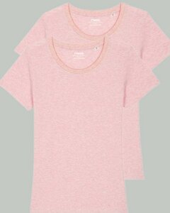 2er Pack Basic T-Shirt Damen, Bio-Baumwolle, drei Farben meliert - YTWOO