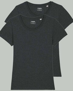 2er Pack Basic T-Shirt Damen, Bio-Baumwolle, drei Farben meliert - YTWOO
