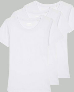 3er Pack Basic T-Shirt Damen Weiß, Bio-Baumwolle - YTWOO