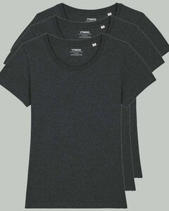 3er Pack Basic T-Shirt Damen, meliert, Bio-Baumwolle - YTWOO