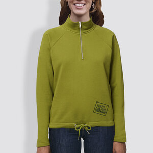 Damen Sweater mit Reißverschluss, "Kurz und gut", Moss Green - little kiwi