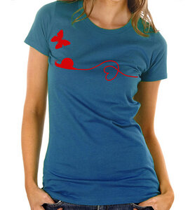 Schnecke  Schmetterling T-Shirt in Blau / Figurbetont - Picopoc