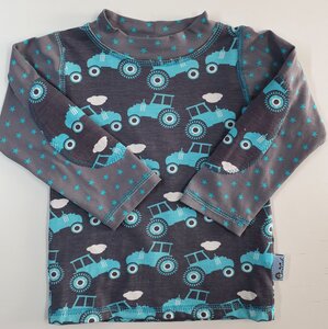 Baby-/Kinder-Shirt/Longsleeve Traktor blau-grau - Omilich