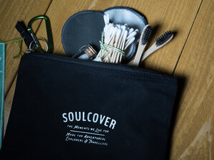 FAIRREISEN Hygiene Reisetasche Kulturtasche mit Reißverschluss Bio Baumwolle 22 x 17 cm - Soulcover