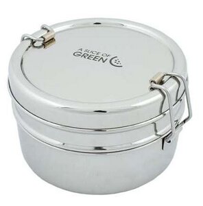 Lunchbox Brotbox Food Canister Edelstahl Doppeldecker Rund Chapra  - A Slice of Green