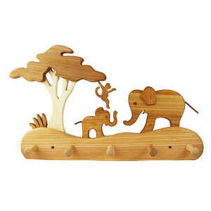 Kindergarderobe aus Holz | Elefanten - Mitienda Shop