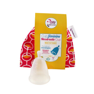 Menstruationstasse mit Bio-Baumwollsäckchen - 2 verschiedene Größen - Lamazuna