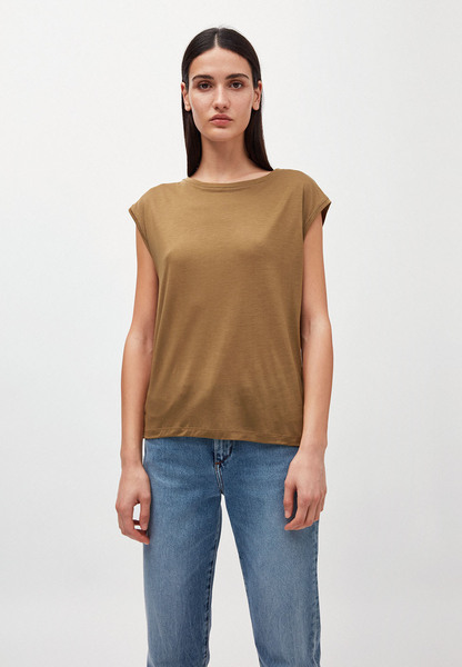 JILAA - Damen T-Shirt aus TENCEL Lyocell golden khaki