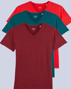 3er Pack Herren T-Shirt mit V-Ausschnitt, Bio-Qualität - YTWOO