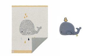 Geschenk Set zur Geburt: Baydecke Little Whale oder Little Swan und Kuscheltier - Lässig Fashion