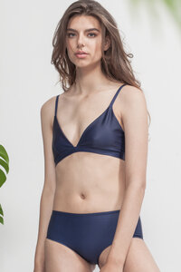 Bikini Slip Amami - Reversible Surf Bikini - Dark Blue / Solid Brown - boochen