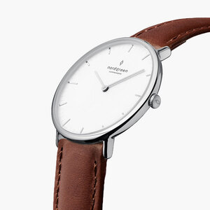 Armbanduhr Native Silber | Weißes Ziffernblatt - Veganes Leder - Nordgreen Copenhagen