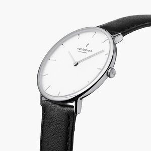 Armbanduhr Native Silber | Weißes Ziffernblatt - Veganes Leder - Nordgreen Copenhagen