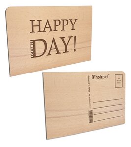 Postkarte aus Holz "HAPPY DAY" - holzpost