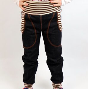 Kinder-/Baby-Mitwachs-Jeans schwarz mit Taschen  - Omilich