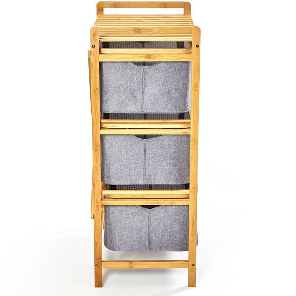 Bambuswald - Wäschekorb mit 3 Etagen | Wäschesammler Badregal