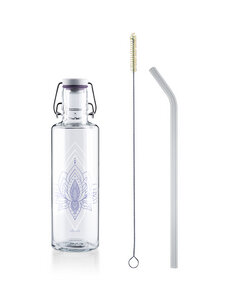 Trinkflasche aus Glas mit passenden Accessoires • soulbottle 0,6l „Just breathe" - soulbottles