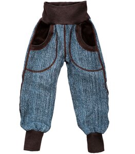 Kinder-/Baby-Mitwachs-Hose aus jeansblauem Jersey-Tweed - Omilich