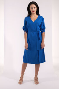 Kurzes Kleid, knielang mit gerafften Ärmeln blau oder schwarz - SinWeaver alternative fashion