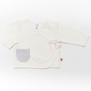 Wickeljäckchen mit Tasche aus Bio-Baumwolle "Ecru/Dotted Lines" Weiß/Grau - Cheeky Apple
