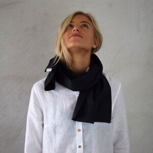 Schal schwarz für Damen Made in Germany Feinste Bio Baumwolle - Lou-i