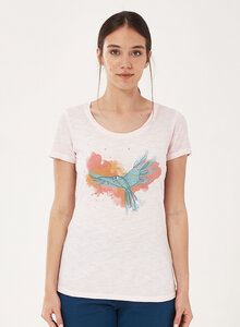 Garment Dyed T-Shirt aus Bio-Baumwolle mit Vogel-Print - ORGANICATION