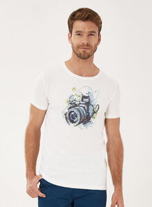 T-Shirt aus Bio-Baumwolle mit Kamera-Print - ORGANICATION