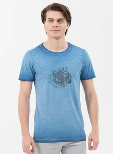  Garment Dyed T-Shirt aus Bio-Baumwolle mit Rubik’s Cube-Print - ORGANICATION