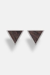 Ohrring mit dreieckigem Holzelement 'TRIANGLE EARRING' // hochwertiger Edelstahl // - Kerbholz