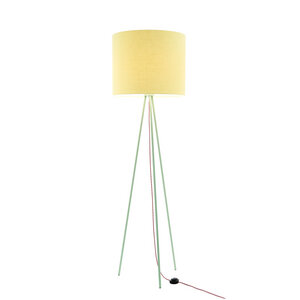 Stehleuchte Tripod Linum PASTELL-GRÜN aus Stahl und Leinen - verschiedene Schirme - lumbono