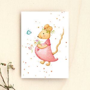 Postkarte Grußkarte Maus Blumen - anabellstellmacher